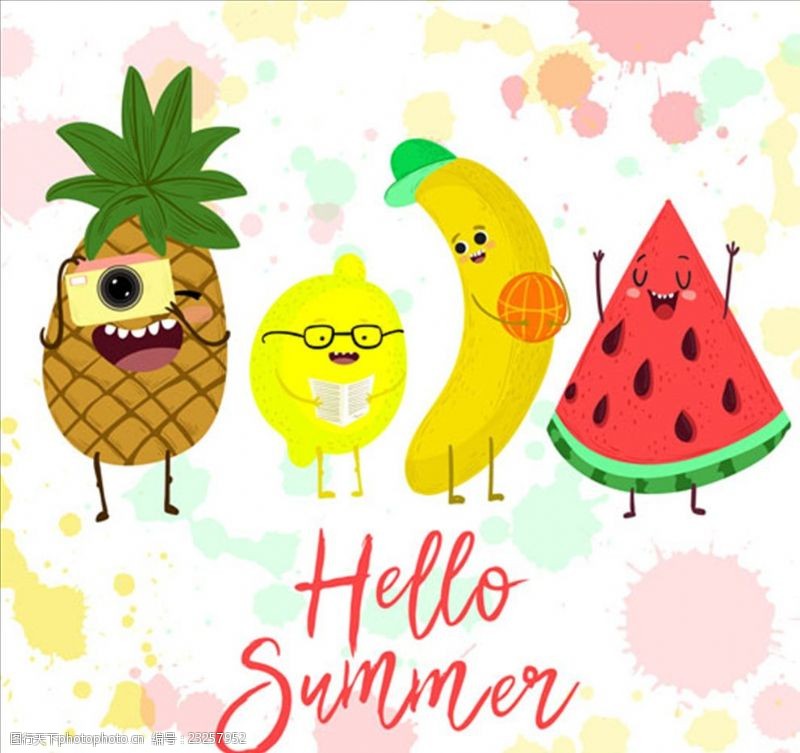 夏季沙摊卡通夏季水果形象