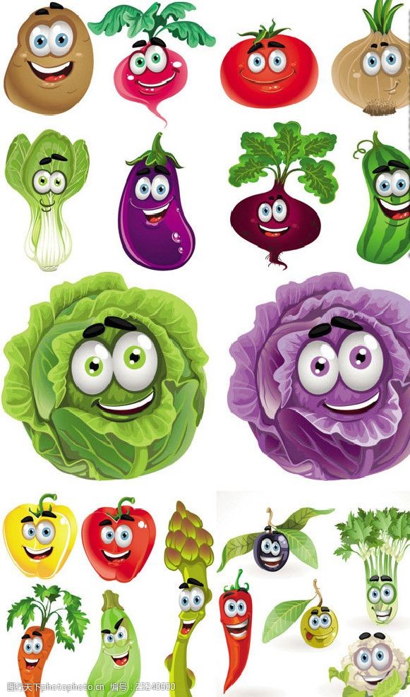 卡通菜单可爱卡通蔬菜果蔬
