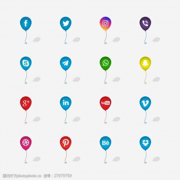 推介会气球上的社交网络图标