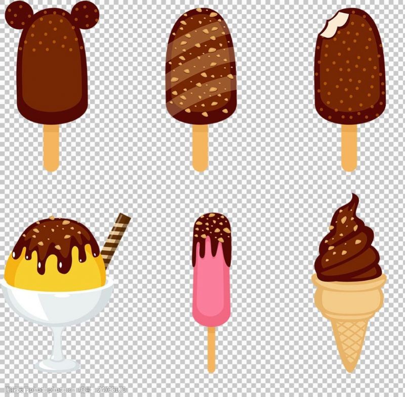 冰激凌插图手绘巧克力冰淇淋免抠png透明图层素材