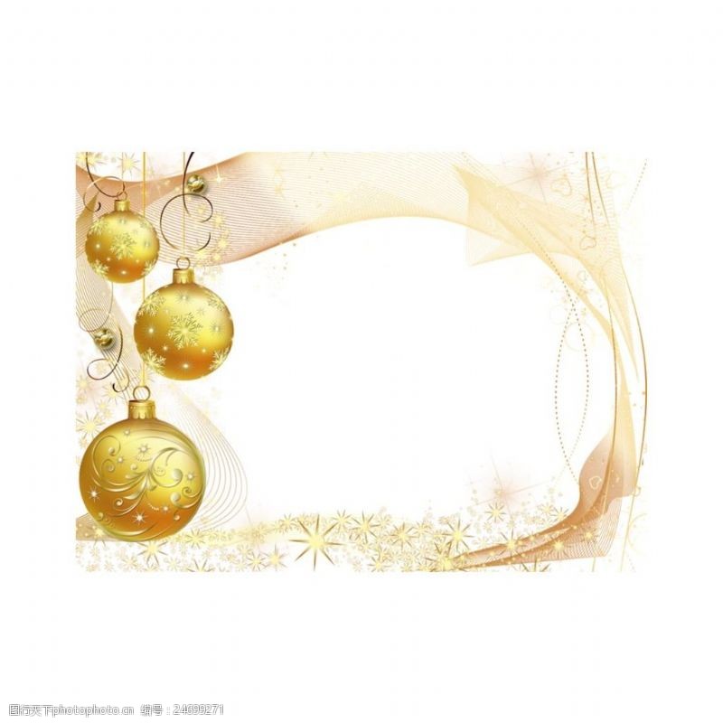 金色雪花手绘圣诞吊球元素