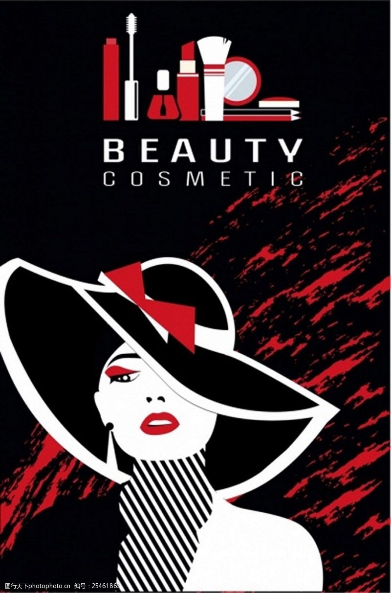 化妆女人免费下载戴帽子时尚化妆漂亮女人背景图