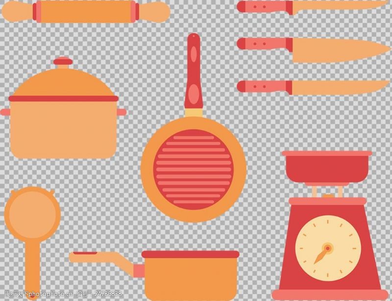 菜刀红色厨房用品免抠png透明图层素材