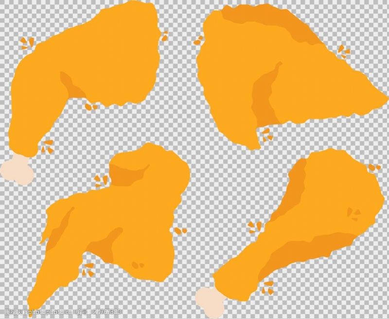 奥尔良鸡翅黄色鸡腿鸡翅免抠png透明图层素材