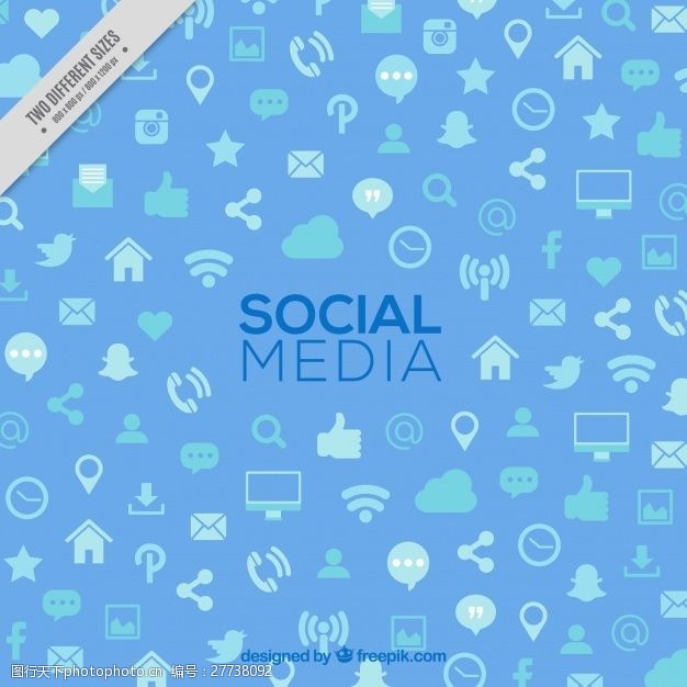 通讯蓝色背景与社交媒体图标