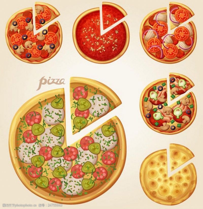 黄橄榄美味披萨快餐设计矢量素材