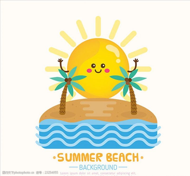 沙滩裤漂亮的太阳和棕榈树夏天背景