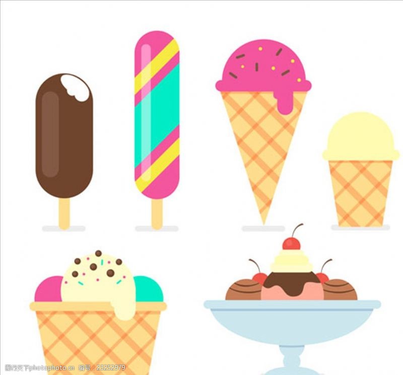冰箱海报不同口味的冰淇淋