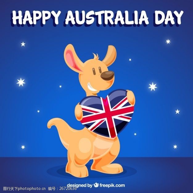 澳大利亚国旗袋鼠庆祝澳大利亚日的背景