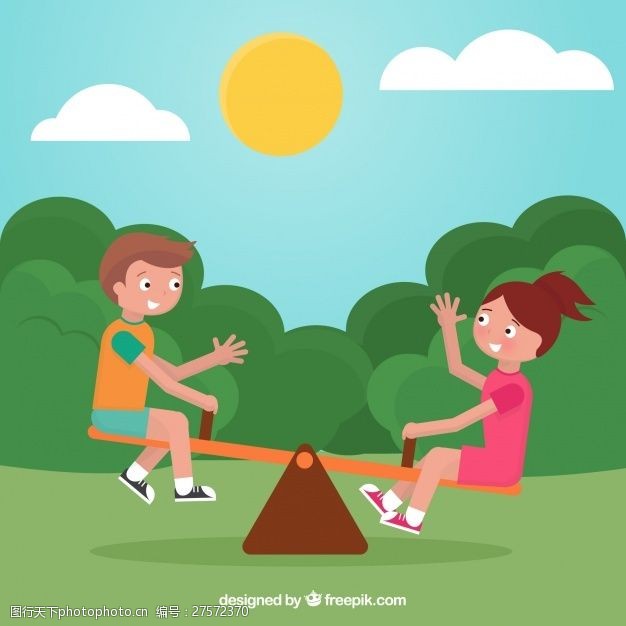 儿童在公园玩耍的背景