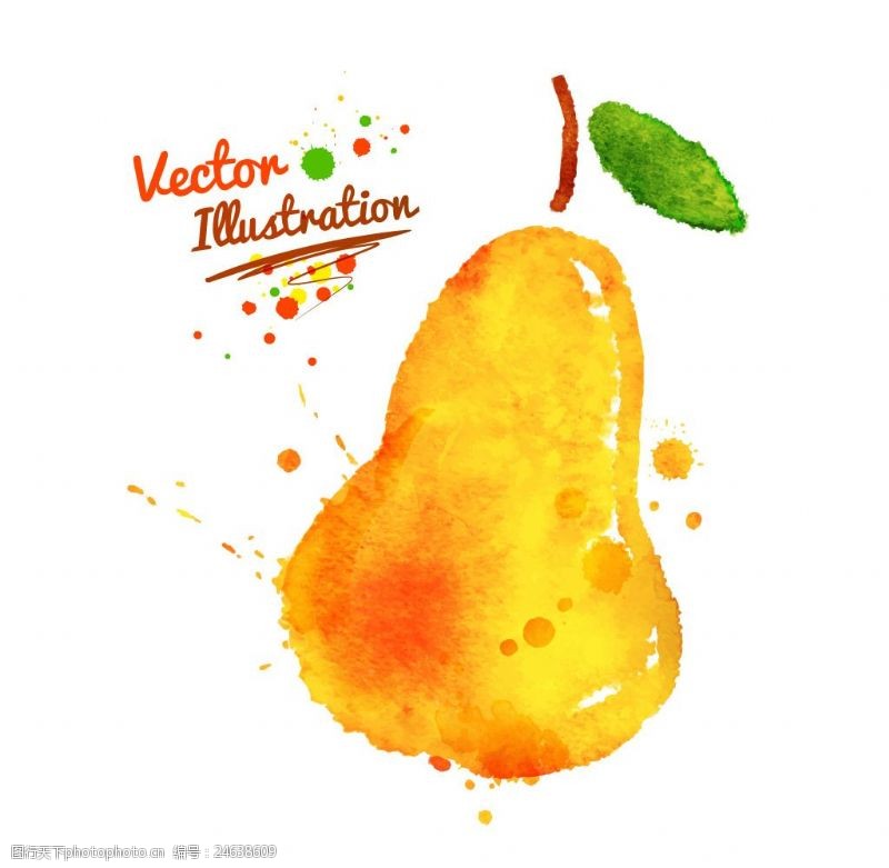 梨图片素材梨创意喷溅水彩墨迹水果玉米蔬菜矢量