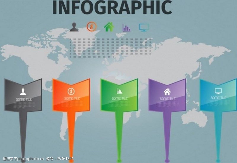 广告设计定位世界地图商业信息背景图