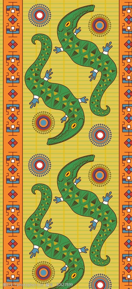 男包手绘线描动物鳄鱼花边矢量图下载