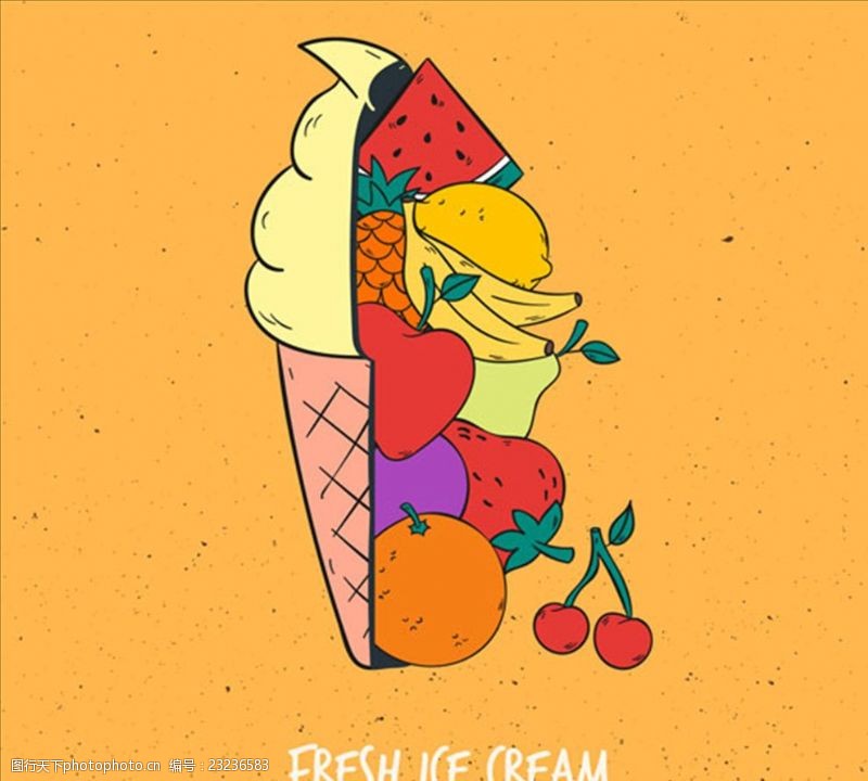蛋糕开业海报水果蛋筒冰淇淋背景