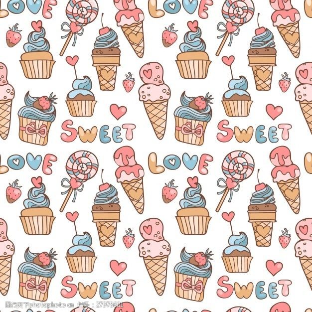 果味冰淇淋糖果图案设计
