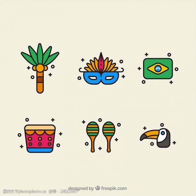 娱乐活动巴西狂欢节平面设计中的对象多样性