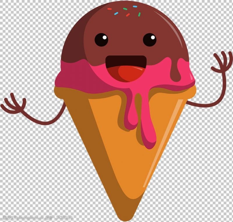 冰激凌插图彩色冰淇淋表情图标免抠png透明图层素材