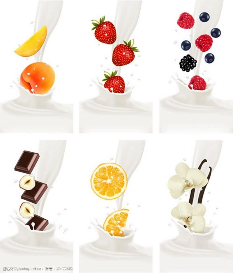 果汁饮料设计牛奶水果矢量图