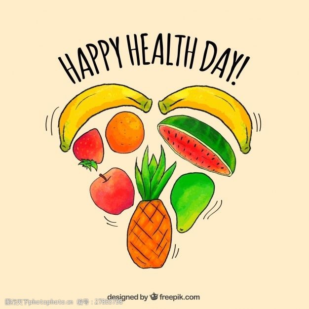 健康生活世界卫生日的水果背景