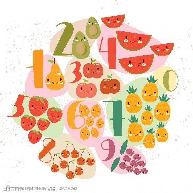 儿童墙纸水果与数字设计