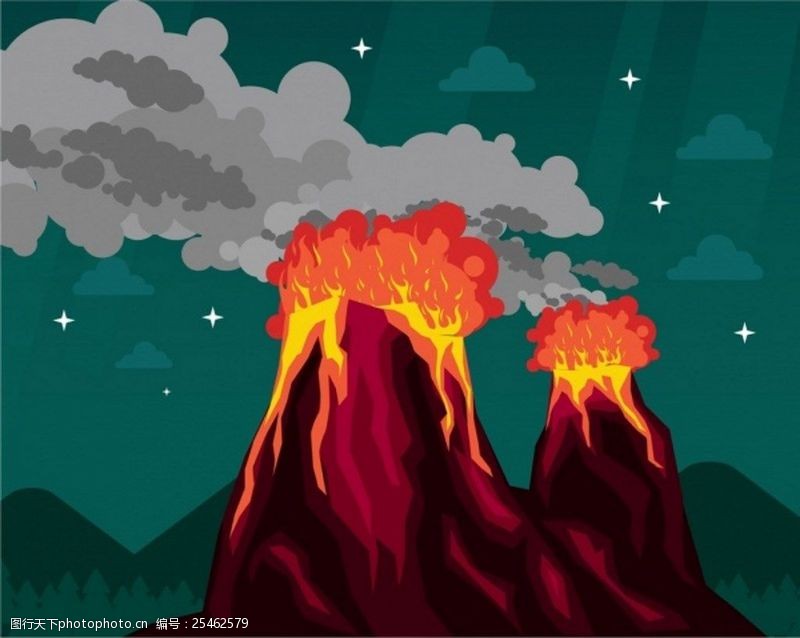 山火火山爆发背景图