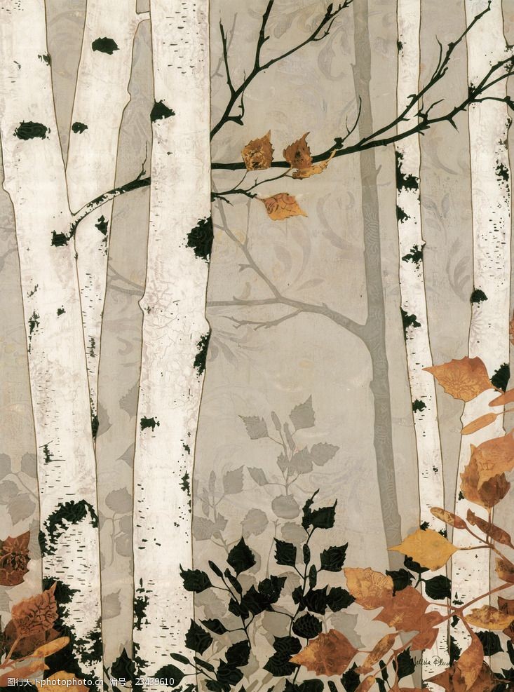 美化环境白桦树装饰画