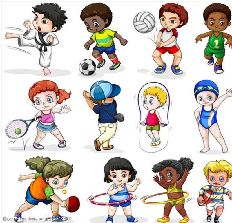 活学活用参加不同的体育活动的孩子