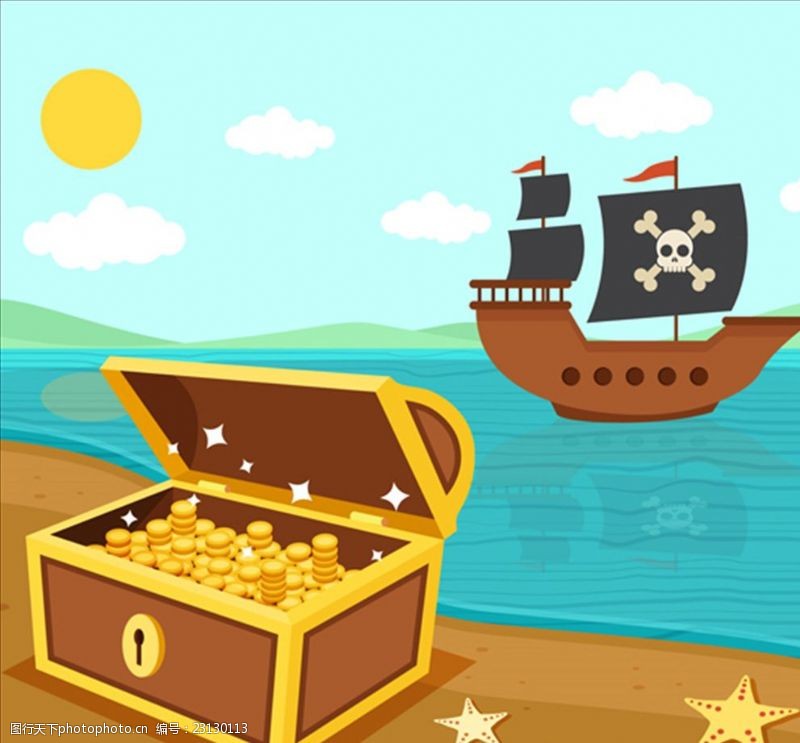 眼镜展架海盗船和宝藏的背景