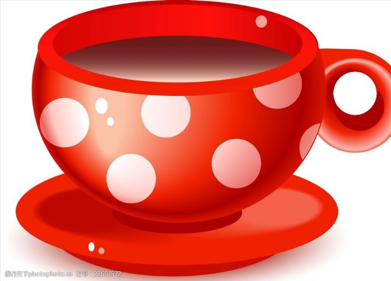 卡通咖啡红色咖啡杯