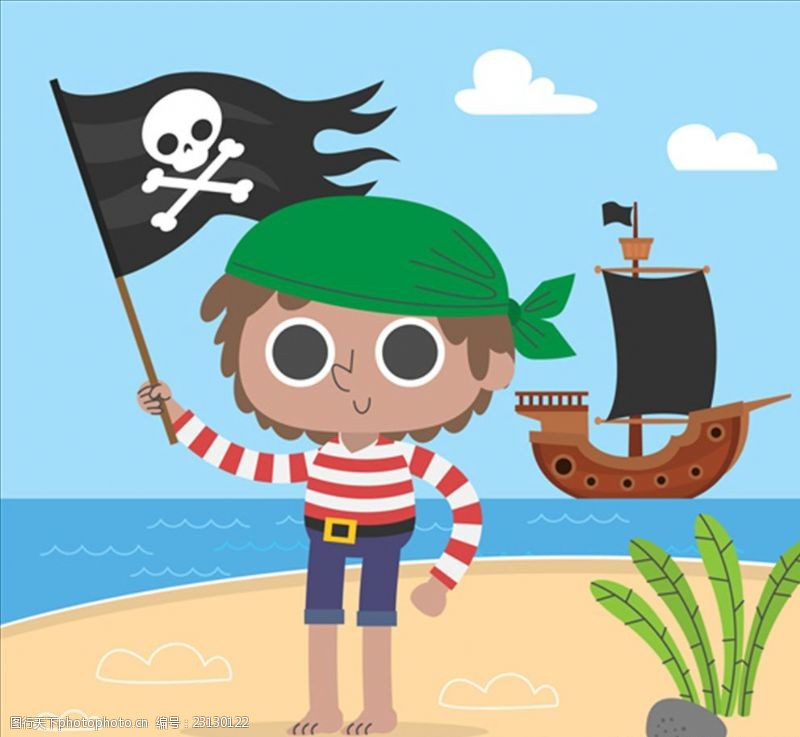 眼镜展架举着海盗旗帜的海盗