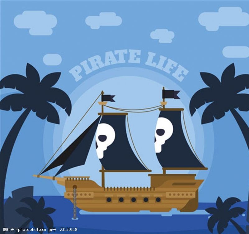 加勒比海报平面海盗船背景的设计