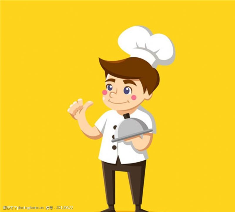 卡通菜单黄色背景年轻的厨师