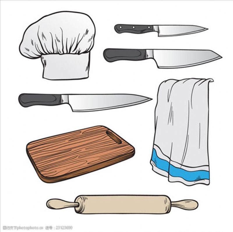 卡通菜单手绘风格厨师元素