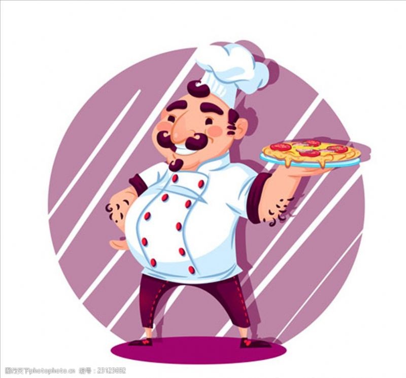 卡通菜单意大利披萨厨师的背景
