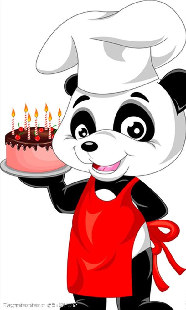 卡通熊猫熊猫厨师蛋糕