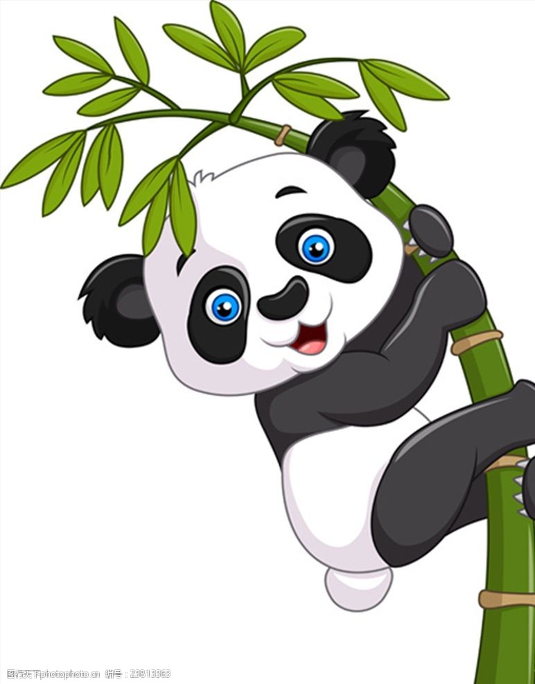 卡通熊猫熊猫爬树爬杆