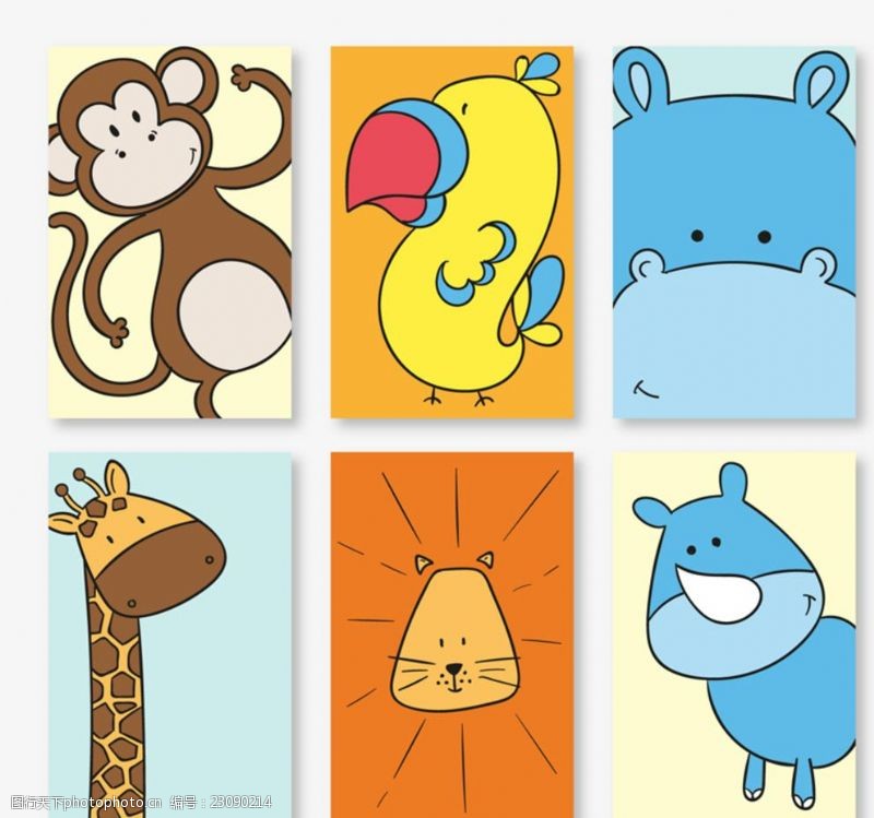 犀牛彩绘可爱动物卡片
