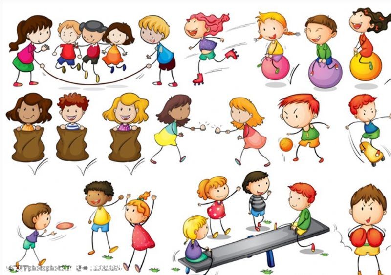 活学活用玩耍和活动的儿童插图