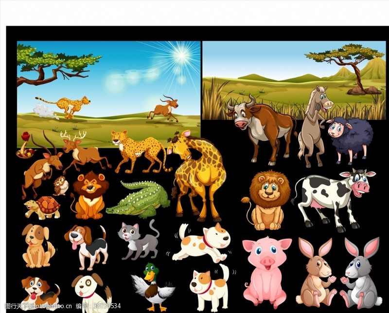 动物舞台背景森林卡通动物背景