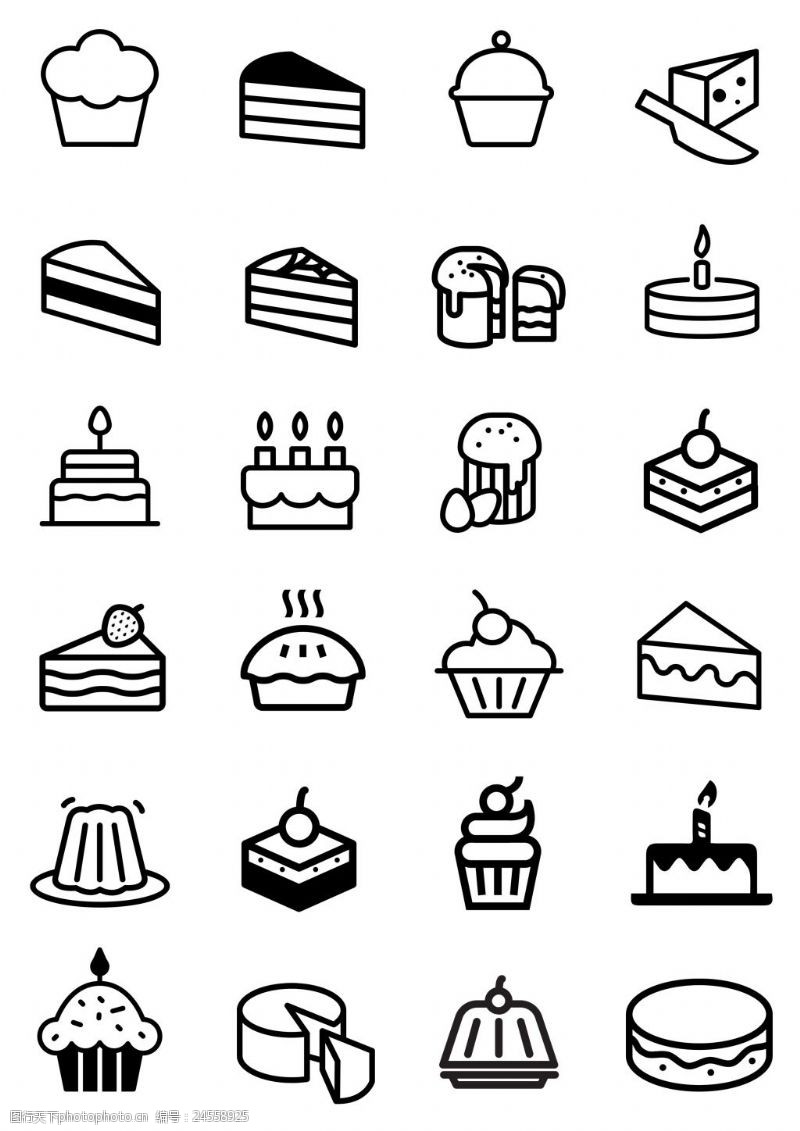 简约线性蛋糕图标icon小元素