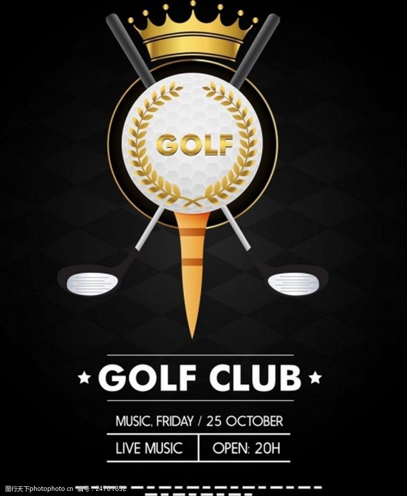 golf高尔夫球杆金色图标矢量背景