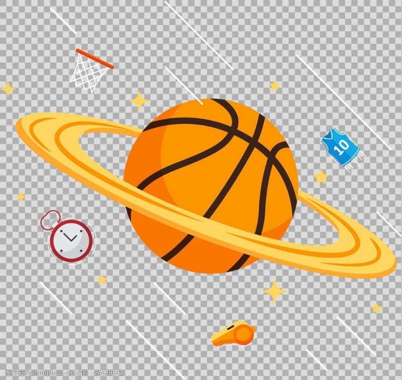 篮球比赛手绘篮球元素插图免抠png透明图层素材