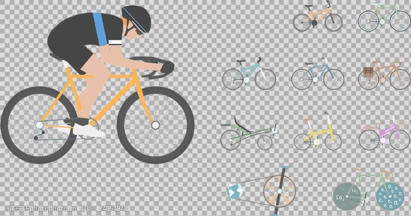 绿色运动运动自行车插画免抠png透明图层素材