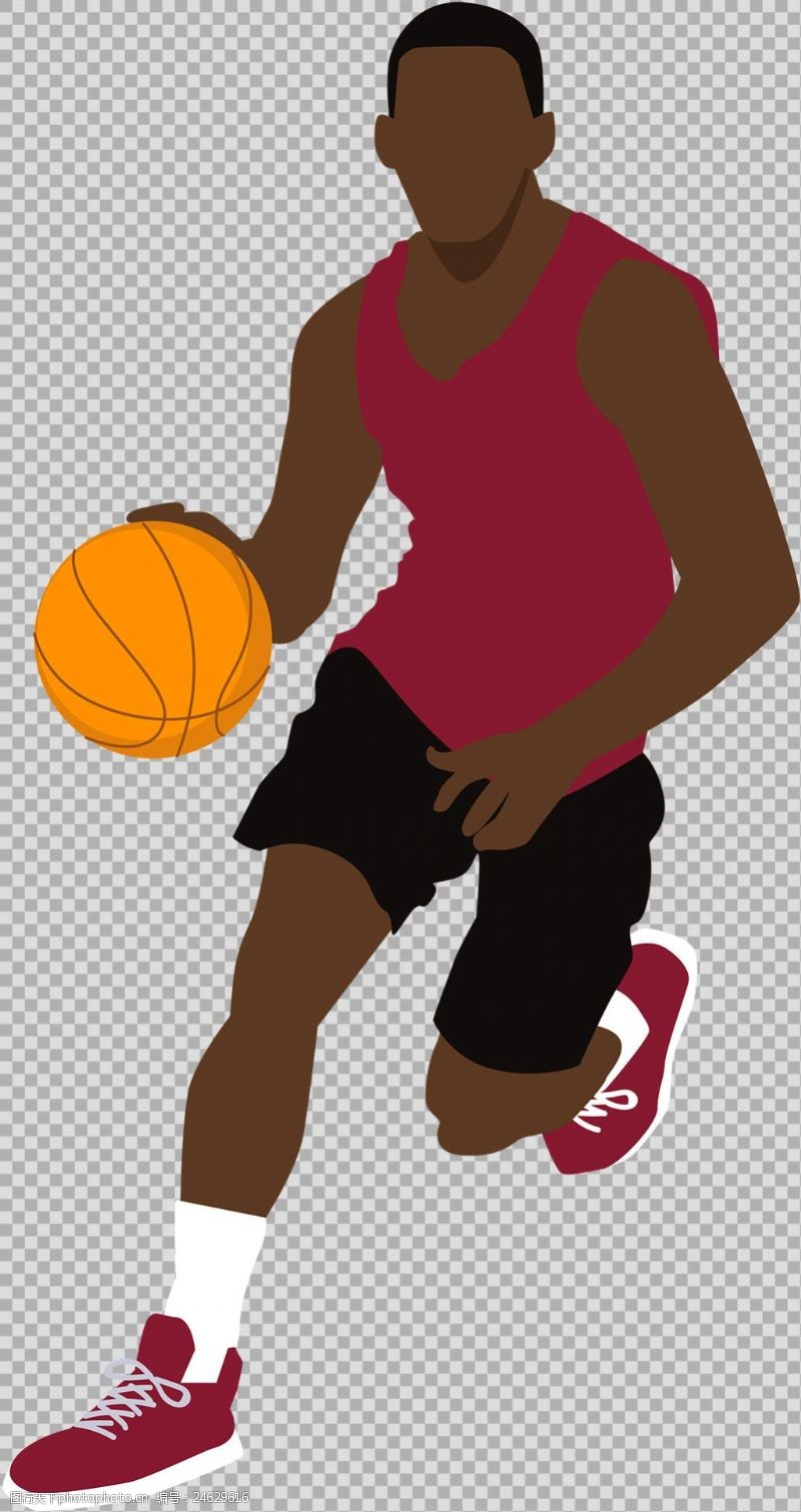 篮球比赛运球的篮球运动员插图免抠png透明素材