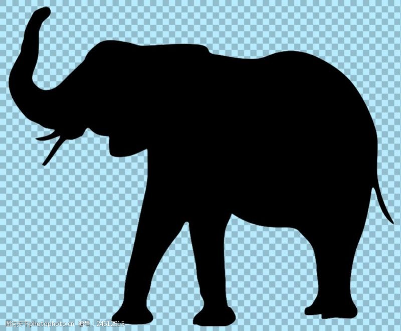 可爱的小象黑色大象剪影免抠png透明图层素材