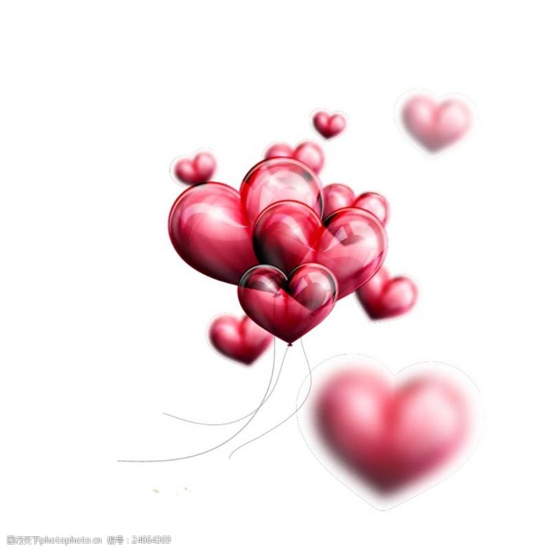 红色气球浪漫心形元素