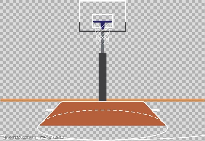 篮球比赛手绘篮球场地插图免抠png透明图层素材