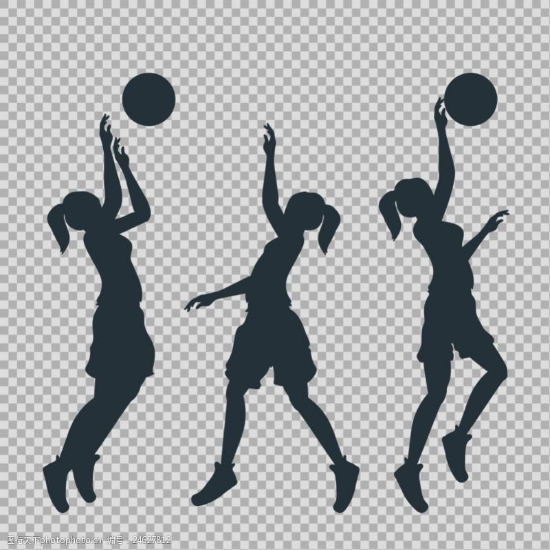 篮球比赛手绘篮球运动剪影免抠png透明图层素材