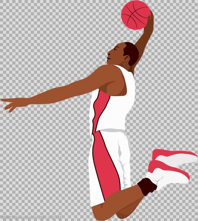 篮球比赛手绘投篮插图免抠png透明图层素材