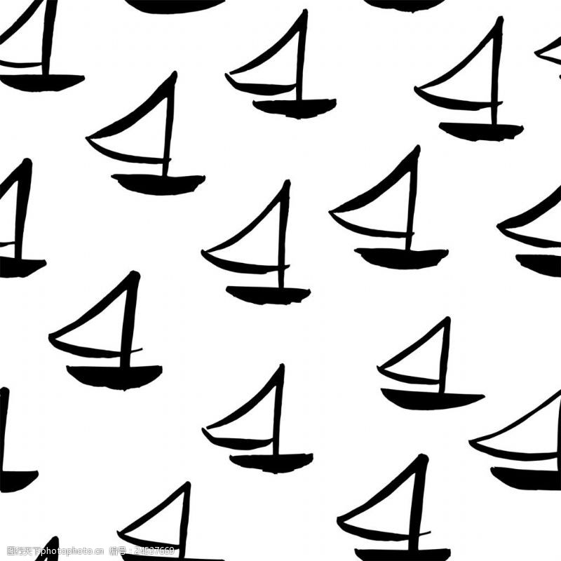 小旗帜小帆船夏季清新图案素材